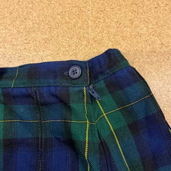 Lands End Kids Plaid Pleated Skirt Blue Green Yellow Size 10 - Picture 5 of 6